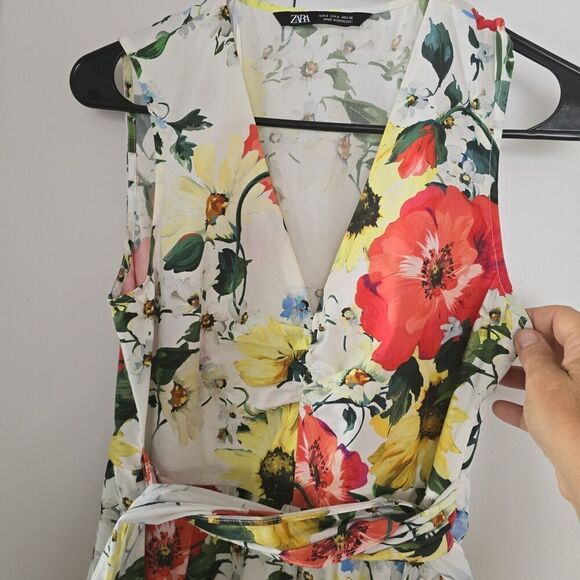Zara Midi Dress Multicolored Floral Size Small - Picture 10 of 12